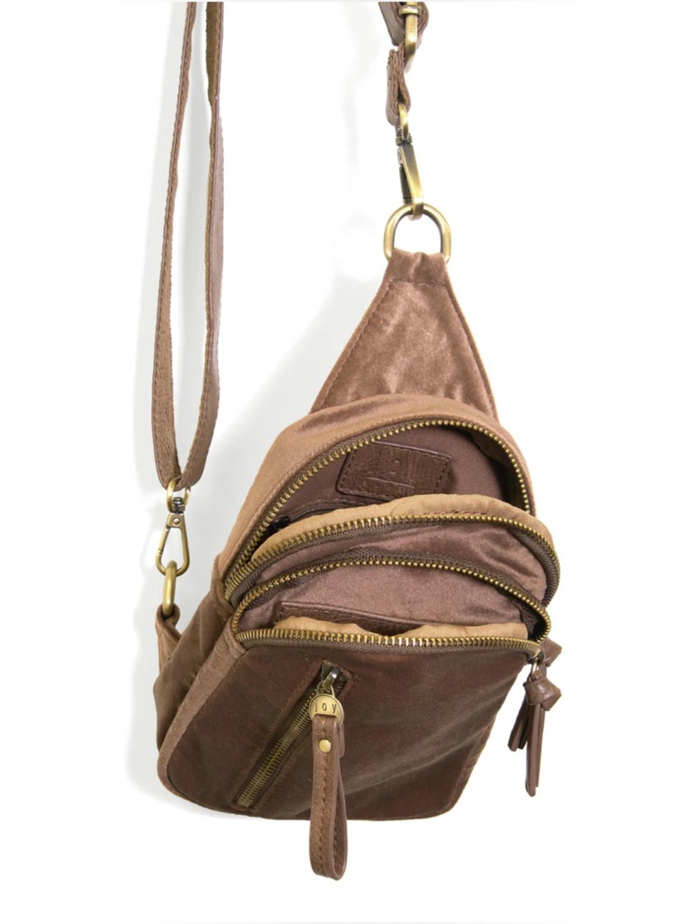 Joy Susan Velvet Skyler Sling Bag in Cocoa - Picture 5 of 5